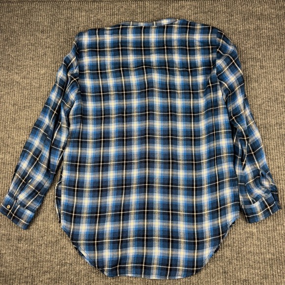 White Crow Flannel Button Up Shirt Womens L Blue Plaid Tunic Grunge Heritage - Picture 2 of 10